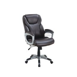 Adjustable Height Office Chair with PU Leather; Brown