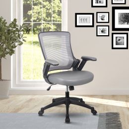 Techni Mobili Mid-Back Mesh Task Office Chair with Height Adjustable Arms; Grey