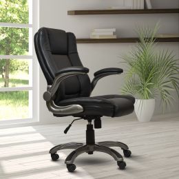 Techni Mobili Medium Back Executive Office Chair with Flip-up Arms; Black