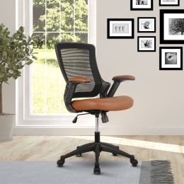 Techni Mobili Mid-Back Mesh Task Office Chair with Height Adjustable Arms; Brown