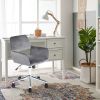 Velvet Upholstered Adjustable Swivel Office Chair; GREY