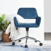 Velvet Upholstered Adjustable Swivel Office Chair; BLUE