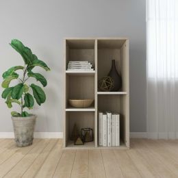 Book Cabinet/Sideboard White and Sonoma Oak 19.7"x9.8"x31.5" Engineered Wood