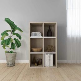 Book Cabinet/Sideboard White and Sonoma Oak 26"x11.8"x38.5" Engineered Wood