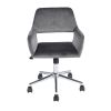 Velvet Upholstered Adjustable Swivel Office Chair; GREY