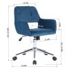 Velvet Upholstered Adjustable Swivel Office Chair; BLUE