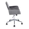 Velvet Upholstered Adjustable Swivel Office Chair; GREY