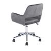 Velvet Upholstered Adjustable Swivel Office Chair; GREY