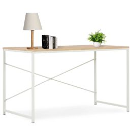 Computer Desk White and Oak 47.2"x23.6"x27.6"
