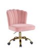 Moyle Office Chair in Rose Quartz Velvet &amp; Gold Finish OF00116