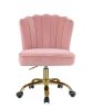 Moyle Office Chair in Rose Quartz Velvet &amp; Gold Finish OF00116