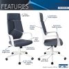 Techni Mobili Modern Studio Office Chair; Grey/White