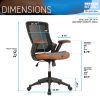 Techni Mobili Mid-Back Mesh Task Office Chair with Height Adjustable Arms; Brown