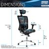 Techni Mobili High Back Executive Mesh Office Chair with Arms; Headrest and Lumbar Support ; Black