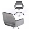 Velvet Upholstered Adjustable Swivel Office Chair; GREY