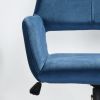 Velvet Upholstered Adjustable Swivel Office Chair; BLUE