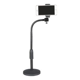 5 Core Gooseneck Phone Holder Stand for Desk Table Flexible Arm with Anti-Skid Round Base , Cell Phones Mount Clamp Compatible with iPhone Samsung