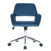 Velvet Upholstered Adjustable Swivel Office Chair; BLUE