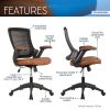 Techni Mobili Mid-Back Mesh Task Office Chair with Height Adjustable Arms; Brown