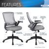 Techni Mobili Mid-Back Mesh Task Office Chair with Height Adjustable Arms; Grey
