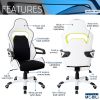 Techni Mobili Ergonomic Essential Racing Style Home &amp; Office Chair; White