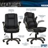 Techni Mobili Medium Back Executive Office Chair with Flip-up Arms; Black