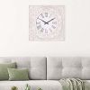 Distressed White Ornate Wood Carved Wall Clock, 24"