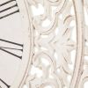 Distressed White Ornate Wood Carved Wall Clock, 24"