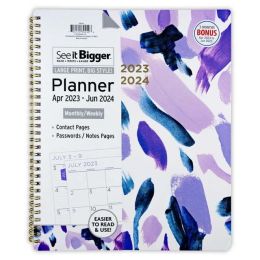 See It Bigger Monthly/Weekly Planner, April 2023 - June 2024 (11" x 9.75") Purple