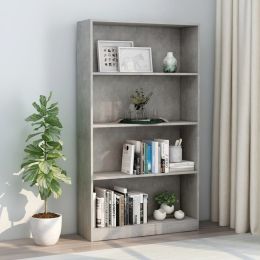 4-Tier Book Cabinet Concrete Gray 31.5"x9.4"x55.9" Engineered Wood
