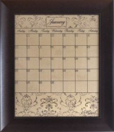 Dry Erase Calendar Board Framed Brown Large Mocha