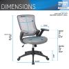 Techni Mobili Mid-Back Mesh Task Office Chair with Height Adjustable Arms; Grey