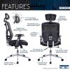 Techni Mobili High Back Executive Mesh Office Chair with Arms; Lumbar Support and Chrome Base; Black