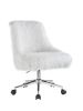 Arundell II Office Chair in White Faux Fur &amp; Chrome Finish OF00122