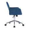 Velvet Upholstered Adjustable Swivel Office Chair; BLUE