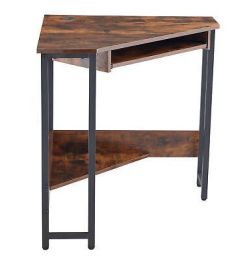 Triangle Computer Desk Corner Desk With Smooth Keyboard Tray and Storage Shelves