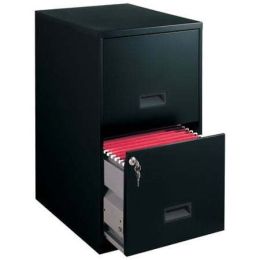 Black Filing Cabinet 2-Drawer Steel File Cabinet with Lock Built-in Rail System
