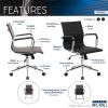 Techni Mobili Modern Medium Back Executive Office Chair; Black