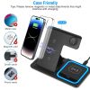3 in 1 Wireless Charger Foldable Fast Charging Station Stand Dock Fit for iPhone 13 12 11 Pro Samsung S22 S21 Qi-enabled Android Phone Wireless Earbud
