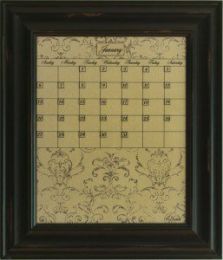 Dry Erase Calendar Board Framed Black Medium Mocha Office Organization