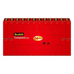 Scotch Transparent Tape, 3/4 in. x 1000 in., 24 Boxes