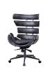 Megan Office Chair in Vintage Black Top Grain Leather & Aluminum YJ