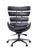 Megan Office Chair in Vintage Black Top Grain Leather & Aluminum YJ