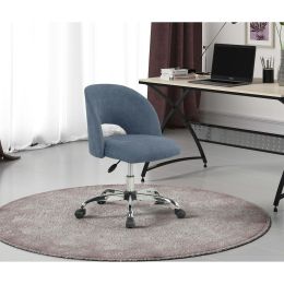 Fabric Upholstered Open Back Office Chair with Casters, Grey for Teens and Adults