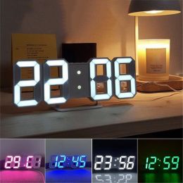 1pc 3D LED Digital Clock; Bedroom LED Clock For Home Decor (Color: White & Blue)