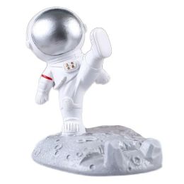 Creative Astronaut Phone Holder Spaceman Cell Phone Stand Cute Funny Smartphone Holder Bracket For Desk Home Office (Color: silve, size: kicking)