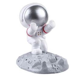 Creative Astronaut Phone Holder Spaceman Cell Phone Stand Cute Funny Smartphone Holder Bracket For Desk Home Office (Color: silve, size: Hand push)