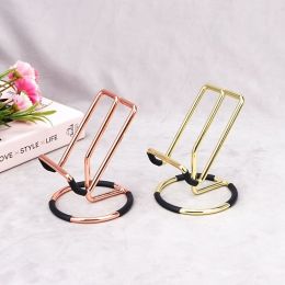 Simple Elegent Iron Plating Cell Phone Stand Holder Cradle For Office Desk (Color: Rose Gold)