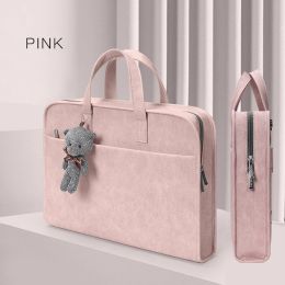 Laptop Bag case 13.3 14 15.6 inch Sleeve Bag for M1 Macbook Air Pro 13 14 15 Computer Shoulder Huawei HP Handbag Briefcase Bag (Color: pink, size: 15-15.6inch)
