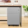 2 Drawer Mobile File Cabinet with Lock Metal Filing Cabinet for Legal/Letter/A4/F4 Size; Fully Assembled Include Wheels; Home/Office Design; Grey
